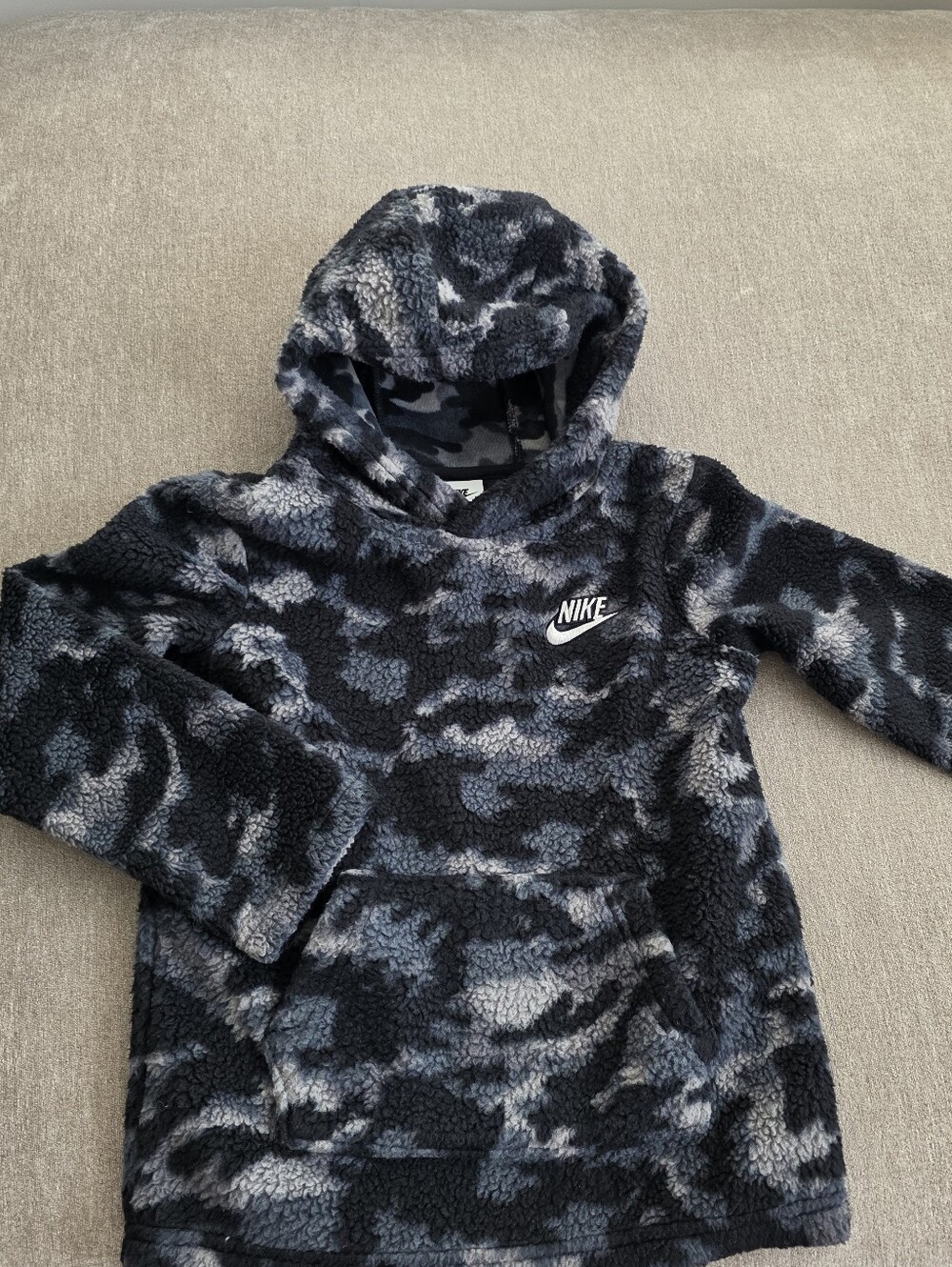 Nike Kids Black & Gray Camo Sherpa Hoodie
